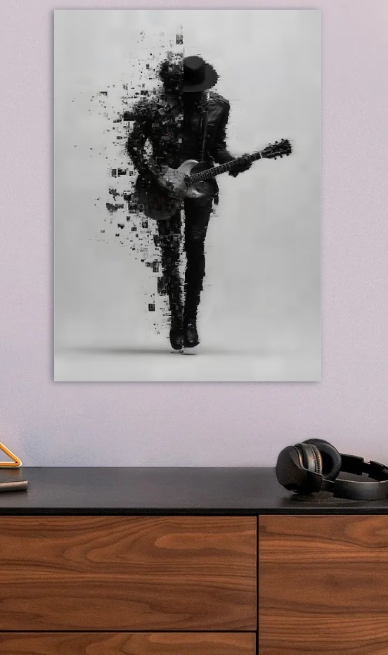 Guitarist Pixelation Art — metal poster wall art by Lineer